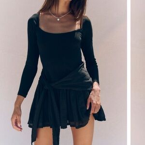 Chic Free People Black Long Sleeve Dress